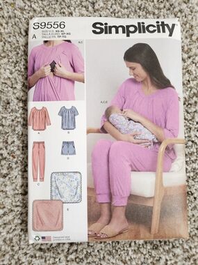 Simplicity Girls' Pink Nursing Lounge Pajama Set Pattern S9556
